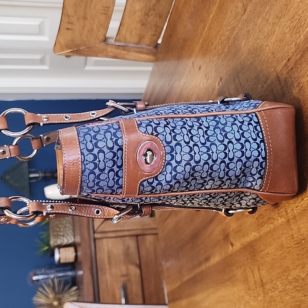 Coach Vintage Micro Kissing C's Denim Tote Euc - Picture 2 of 16